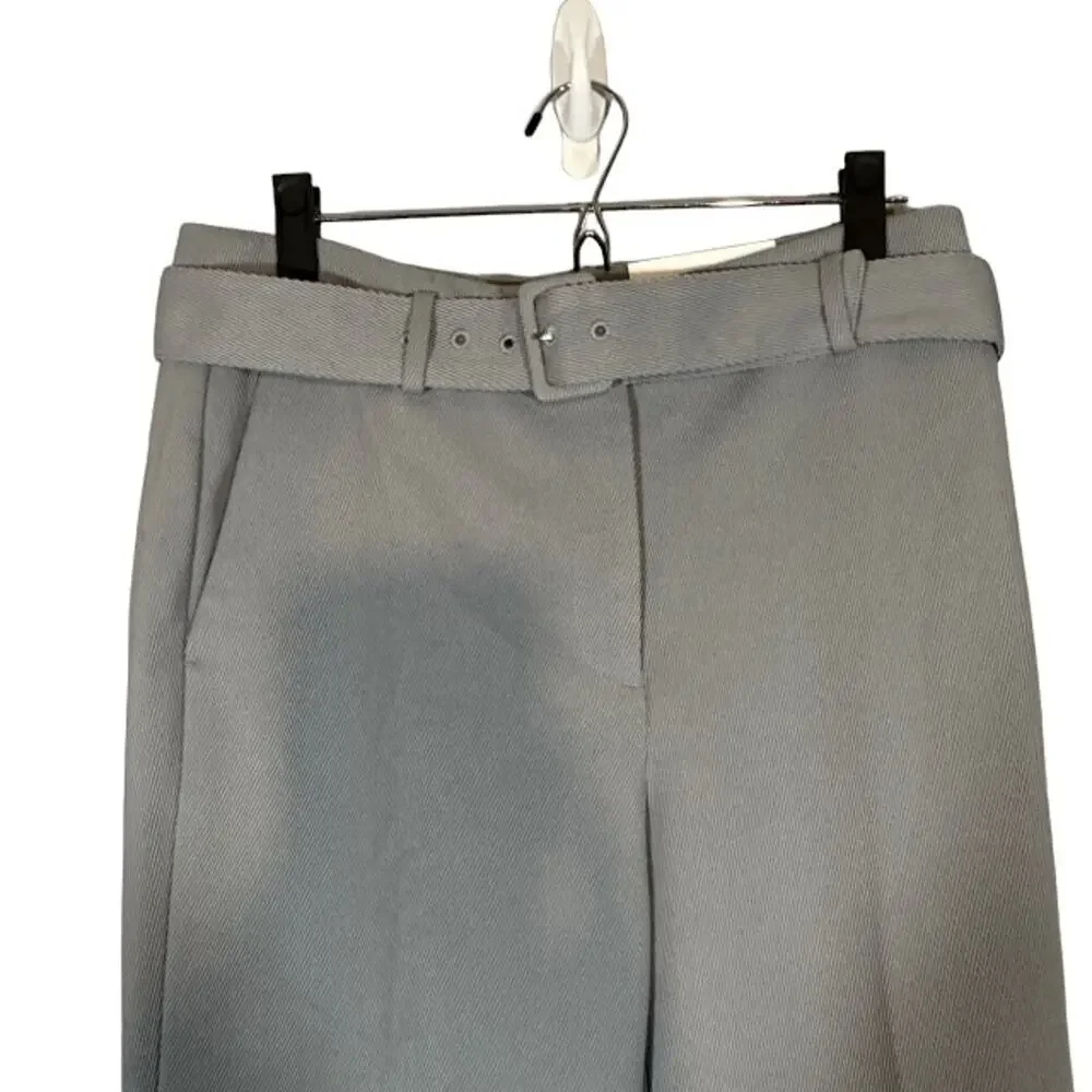 Ann Taylor Gray Textured The Belted Boot High Rise Full Length Pants Women Sz 8